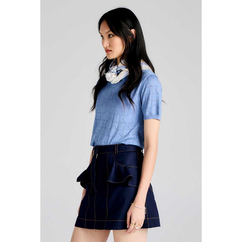Karen Walker Monogram Pointelle Knit Tee image number 2